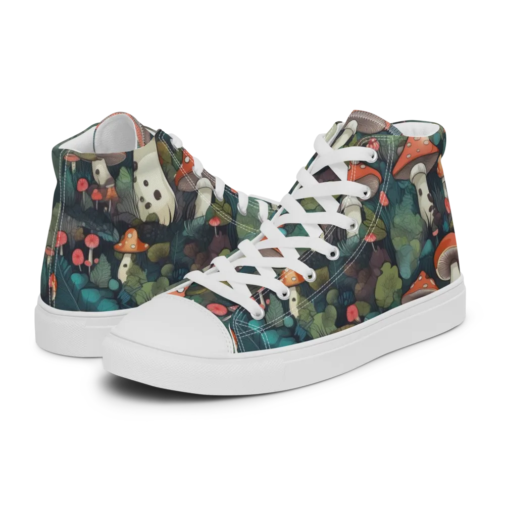 Toadstool Canopy on Men's High Top Canvas Shoes — Left
