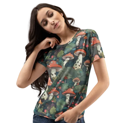 Toadstool Canopy on a Women's Crew Neck T-Shirt