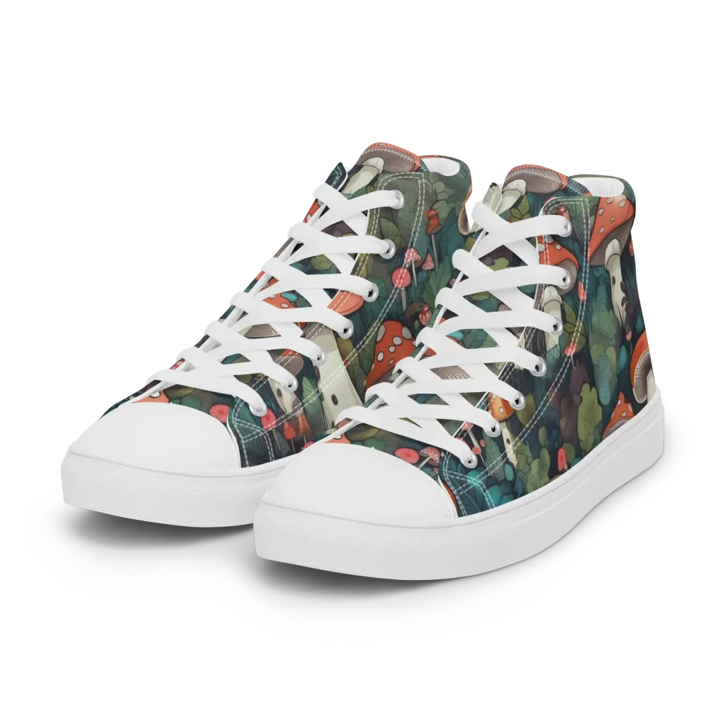 Toadstool Canopy on Women's High Top Canvas Shoes — Left Front