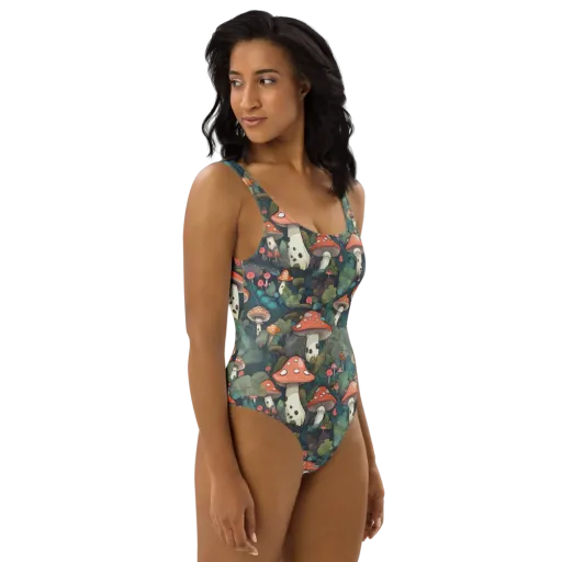 Toadstool Canopy on a One-Piece Swimsuit