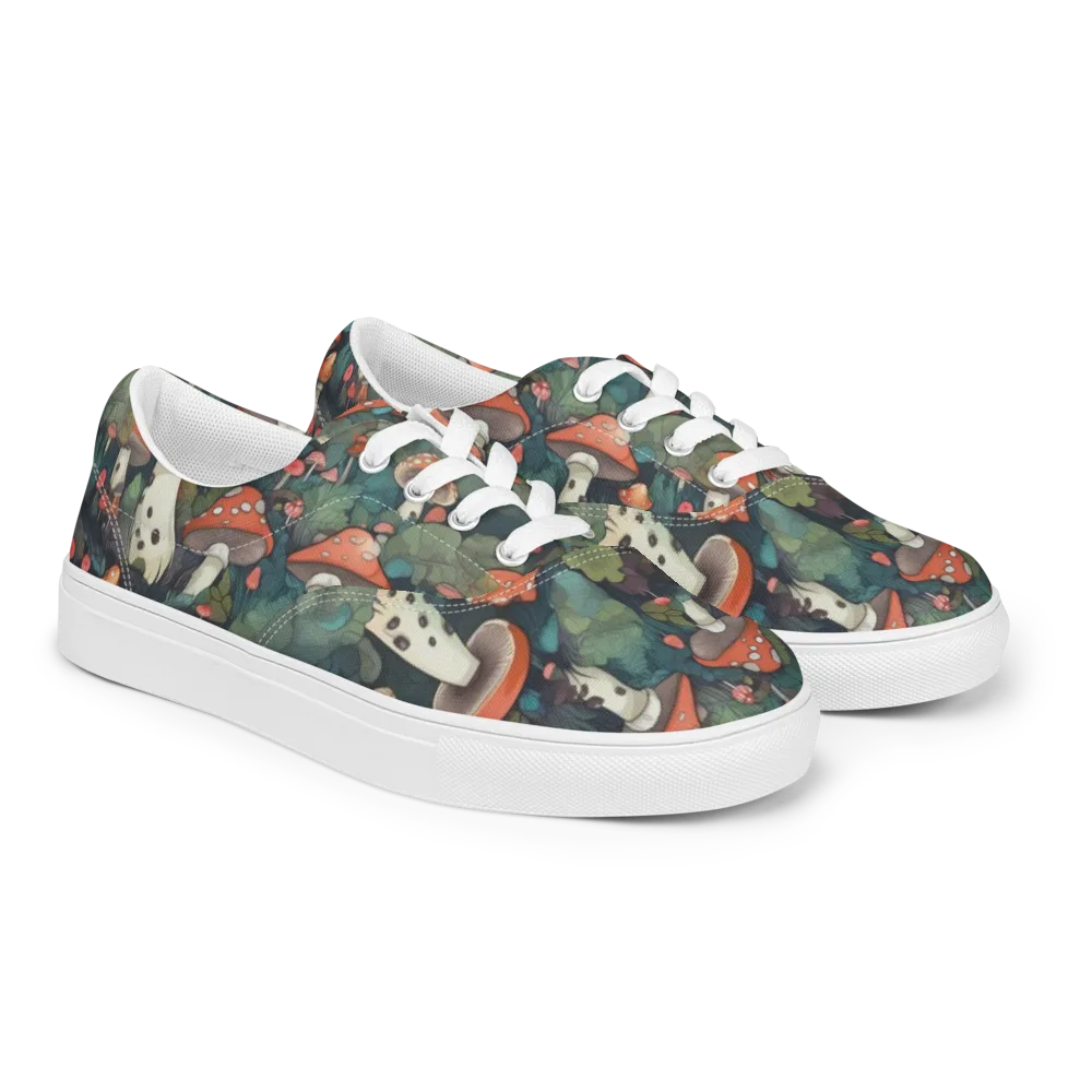 Toadstool Canopy on Men's Lace-Up Canvas Shoes — Right Front