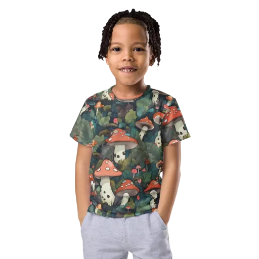 Toadstool Canopy on a Kids Crew Neck T-Shirt