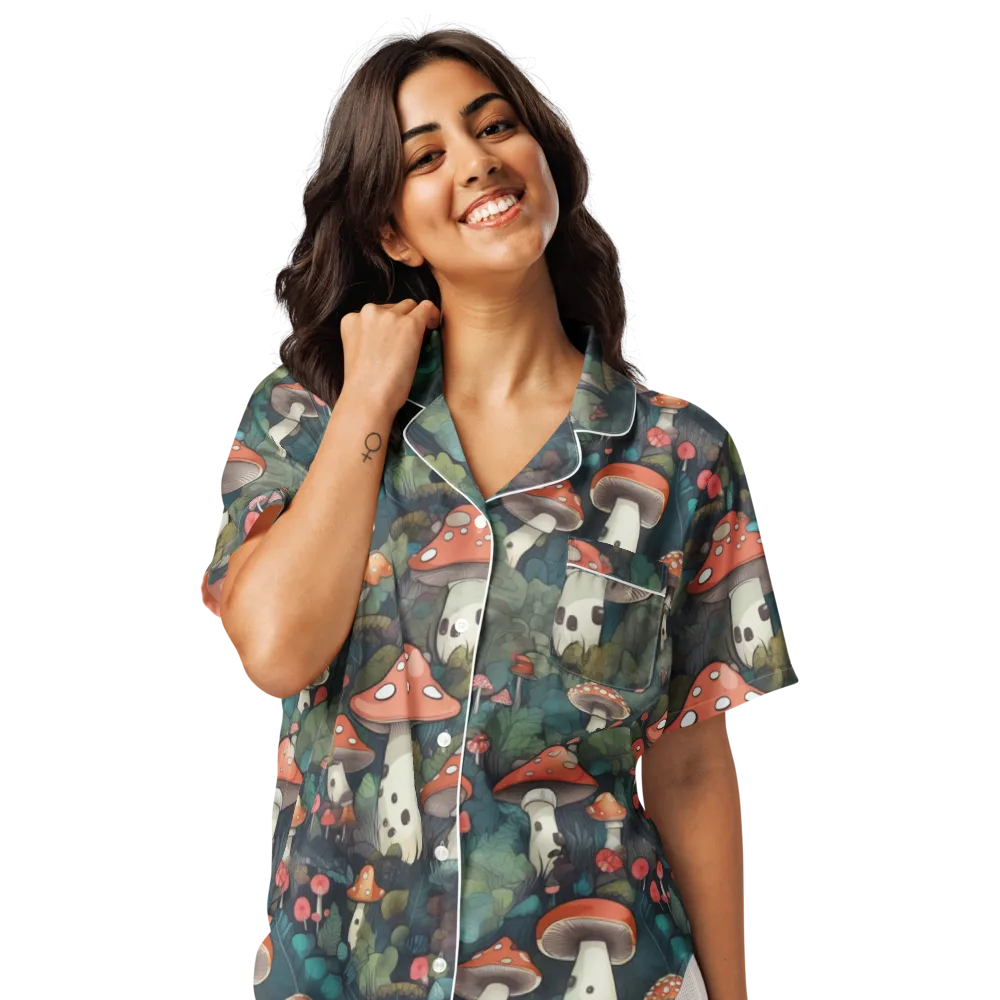 Toadstool Canopy on Women's Short Sleeve Pajama Top — Front