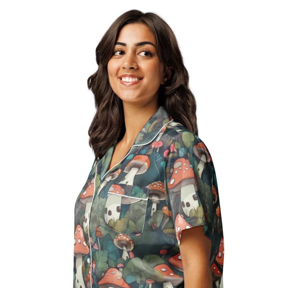 Toadstool Canopy on Women's Short Sleeve Pajama Top — Left Front