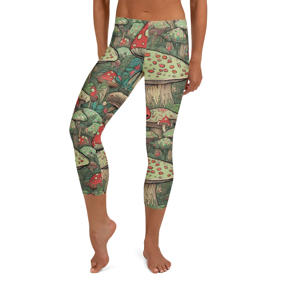 Toadstool Grove on Capri Leggings — Front