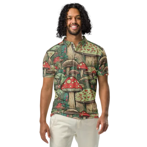 Toadstool Grove on a Men's Slim Fit Polo Shirt