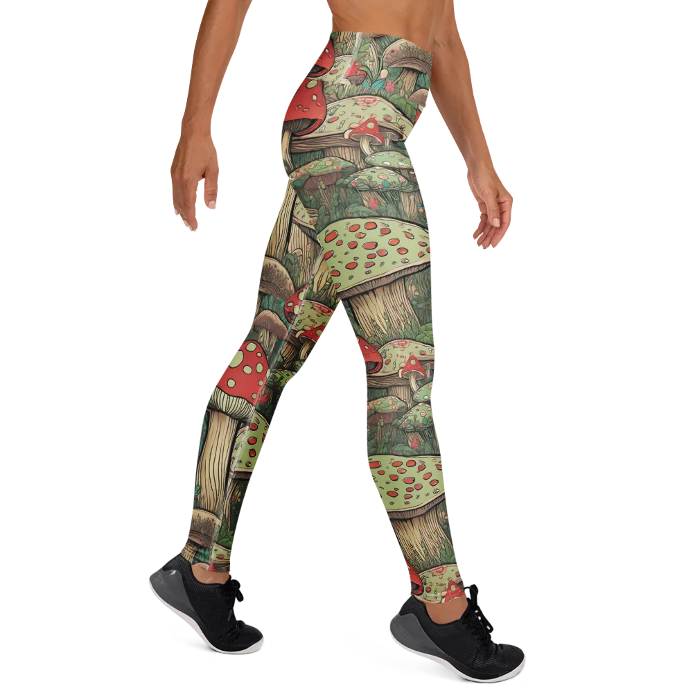 Toadstool Grove on Yoga Leggings — Right