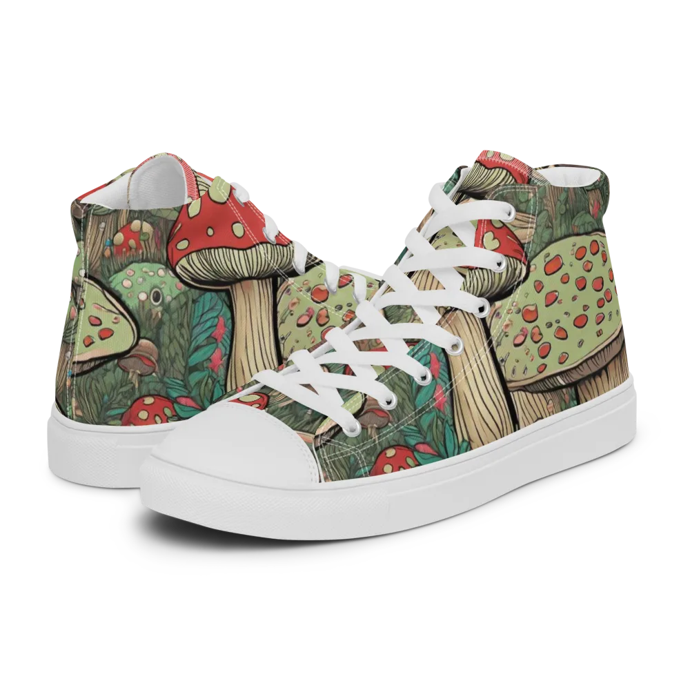 Toadstool Grove on Men's High Top Canvas Shoes — Left