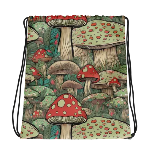 Toadstool Grove on a Drawstring Bag