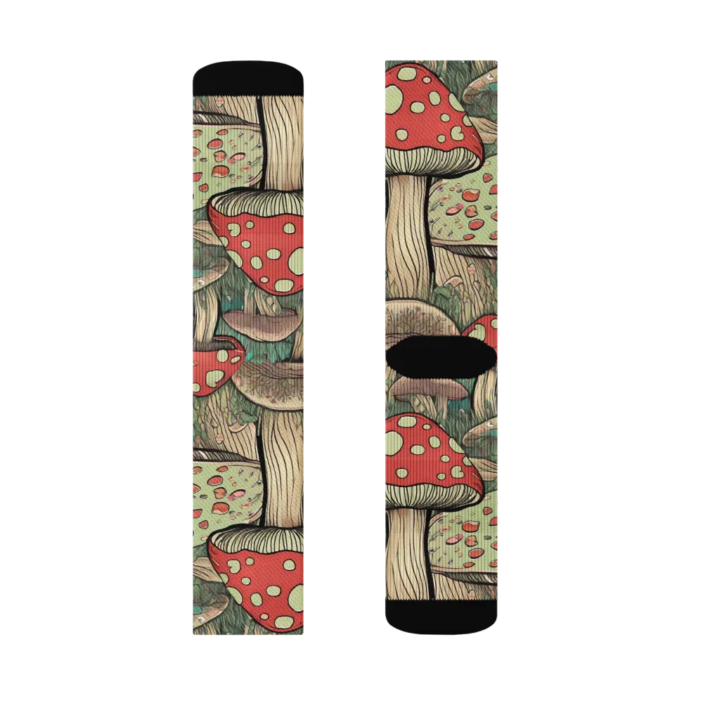 Toadstool Grove on Socks — Left Sock