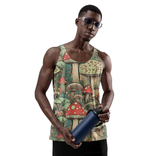 Toadstool Grove on a Men's Tank Top