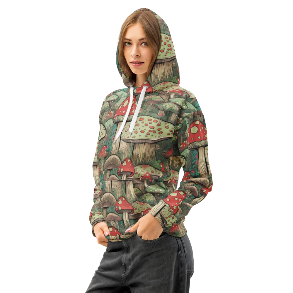 Toadstool Grove on Cotton Hoodie — Left Front