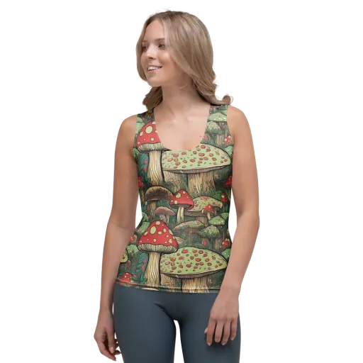 Toadstool Grove on a Women's Tank Top