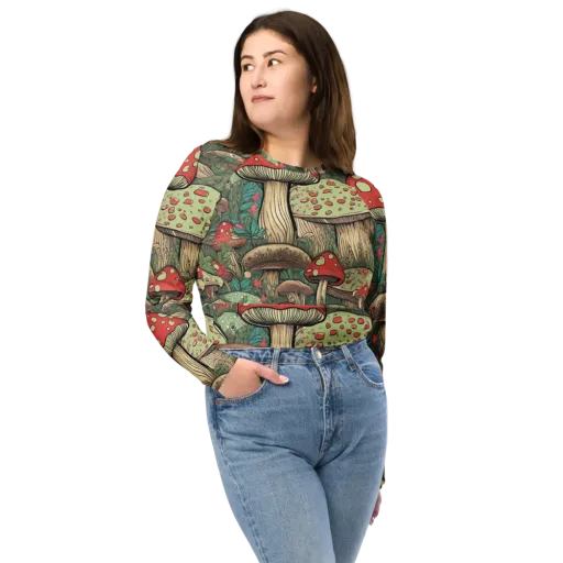 Toadstool Grove on a Long Sleeve Crop Top