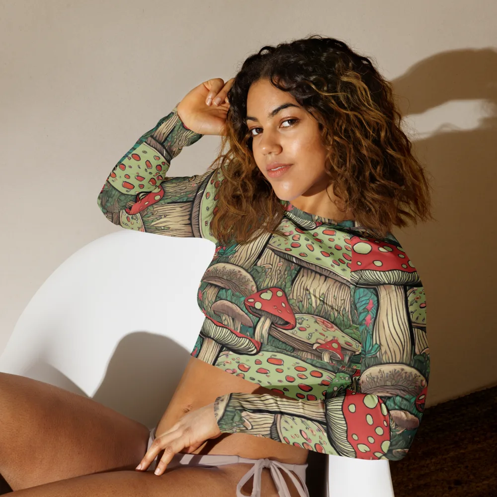 Toadstool Grove on Long Sleeve Crop Top — Left Front