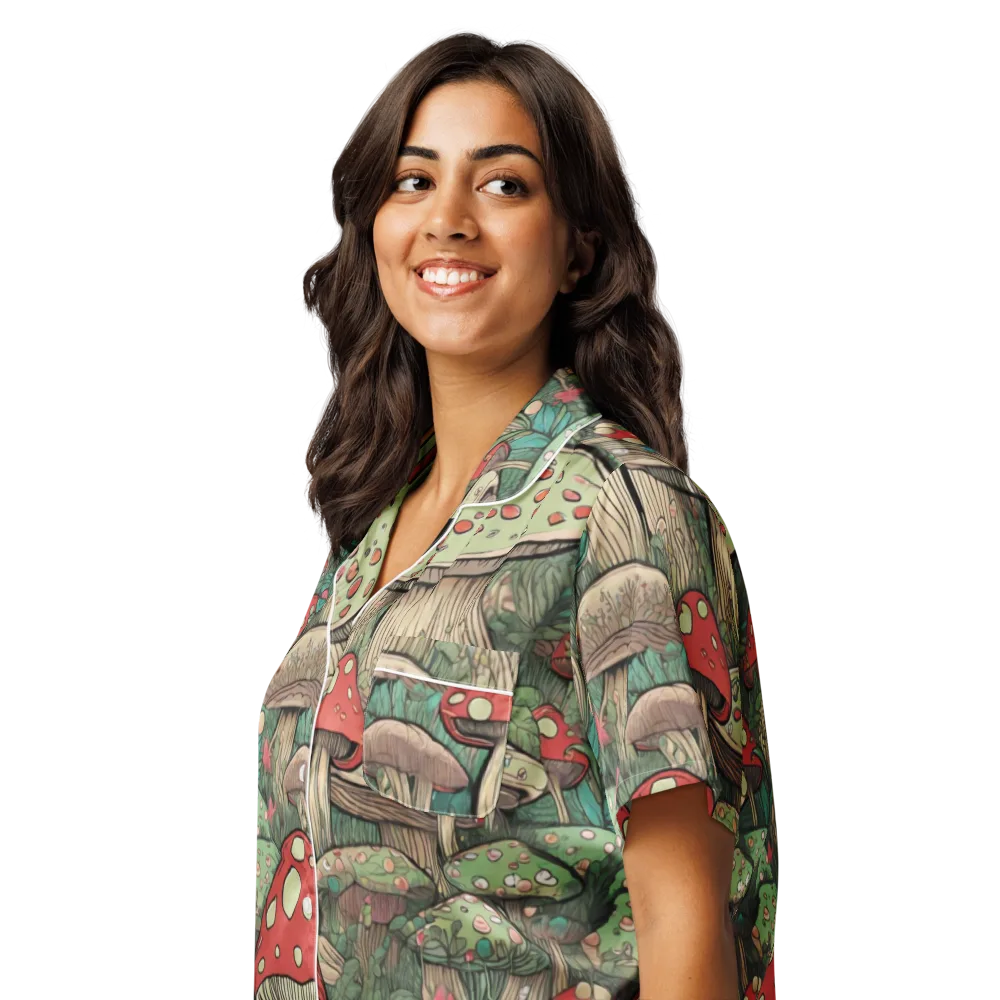 Toadstool Grove on Women's Short Sleeve Pajama Top — Left Front