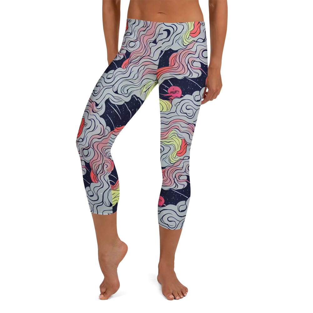 Stardust Drapery on Capri Leggings — Front
