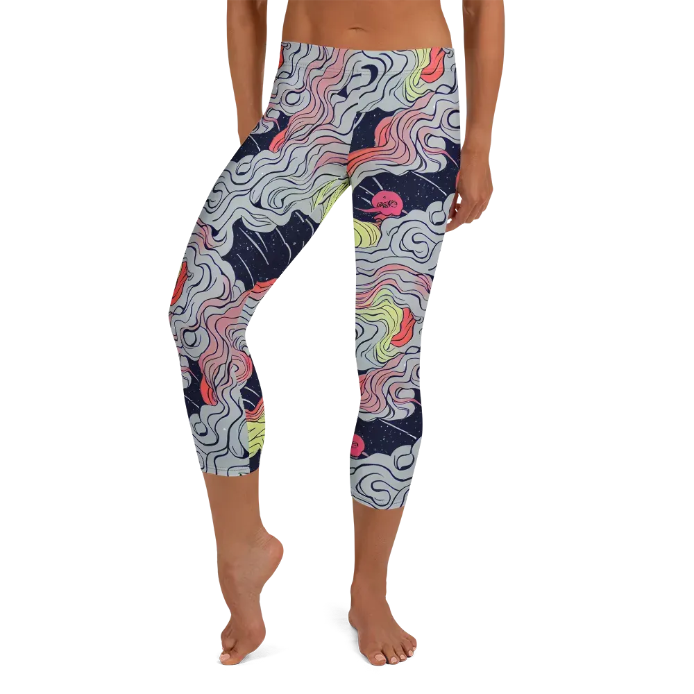 Stardust Drapery on Capri Leggings — Front