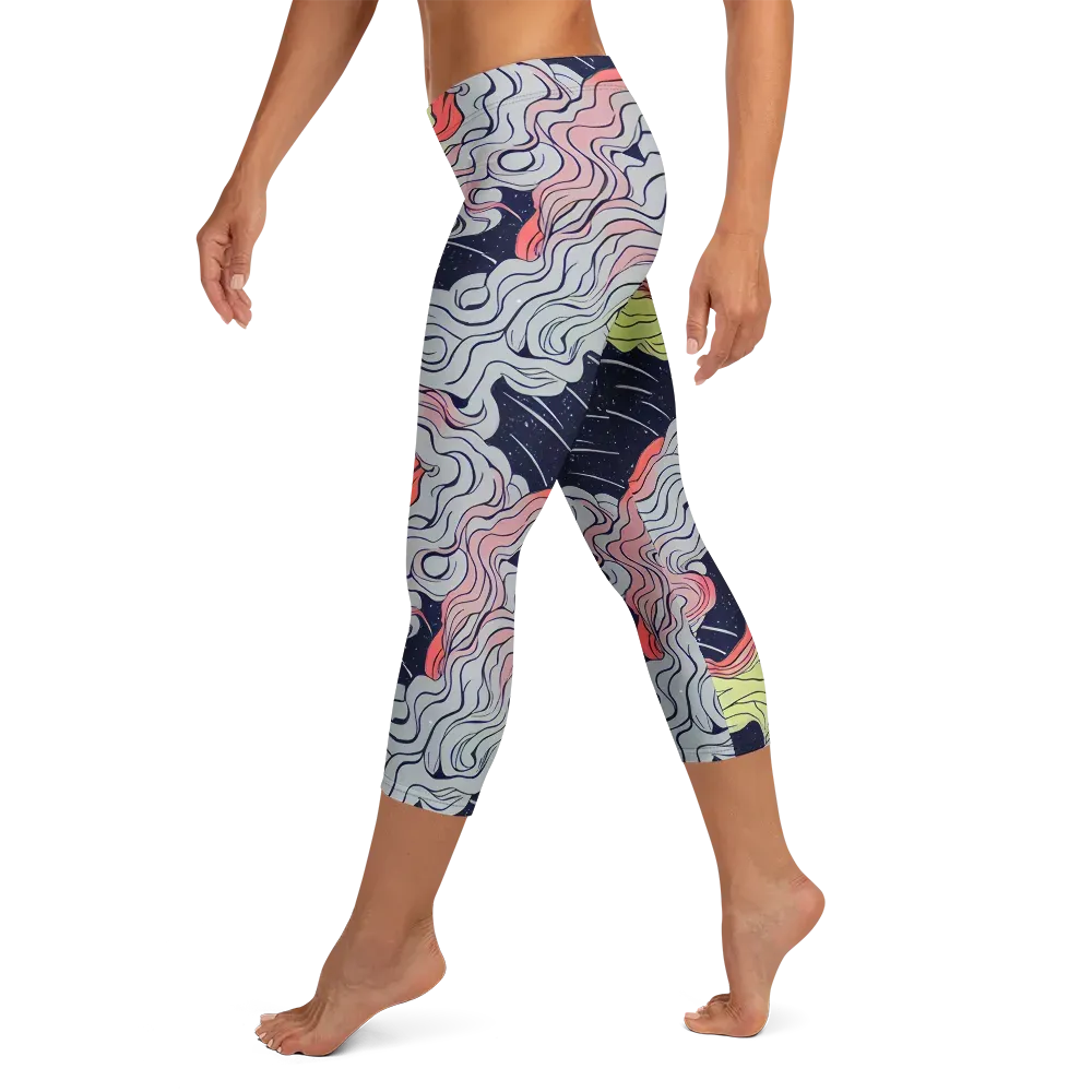 Stardust Drapery on Capri Leggings — Left