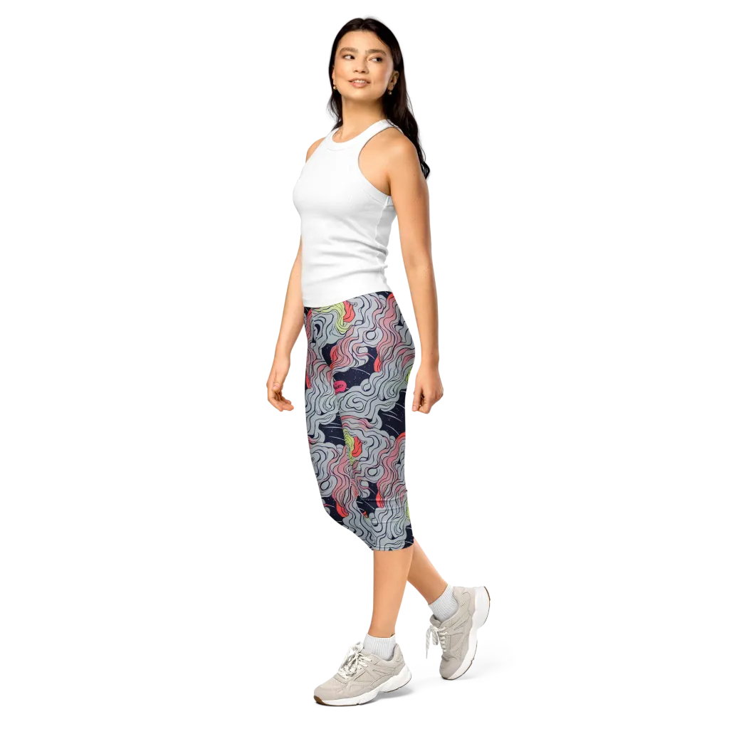 Stardust Drapery on Capri Leggings — Left Front
