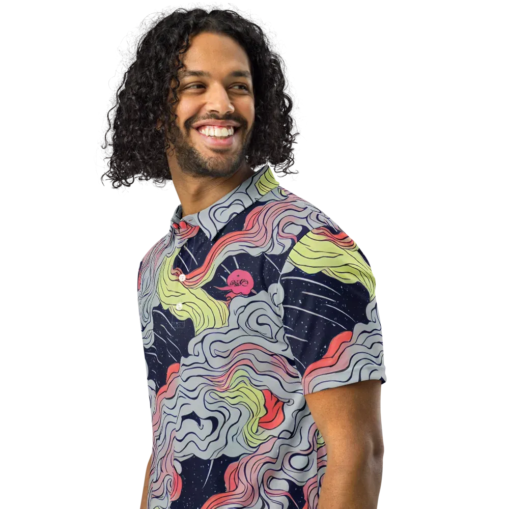 Stardust Drapery on Men's Slim Fit Polo Shirt — Left Front