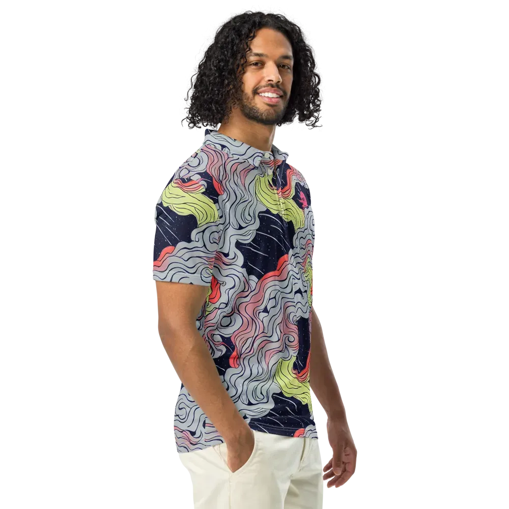 Stardust Drapery on Men's Slim Fit Polo Shirt — Right Front