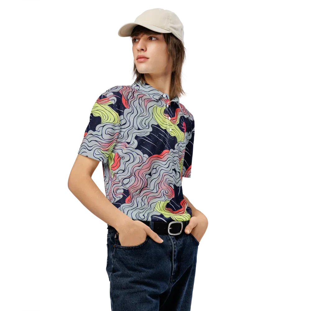Stardust Drapery on Men's Slim Fit Polo Shirt — Right Front