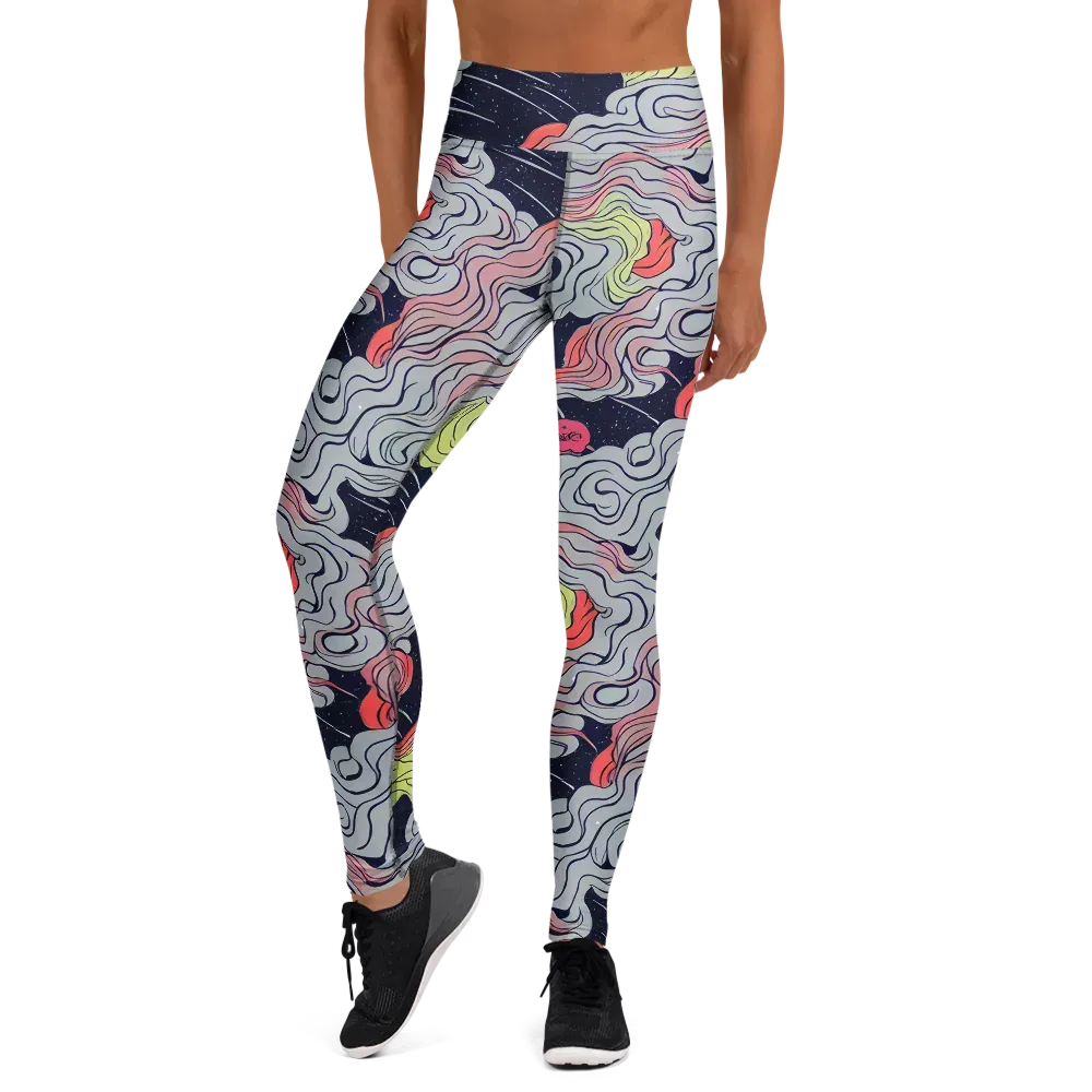 Stardust Drapery on Yoga Leggings — Front