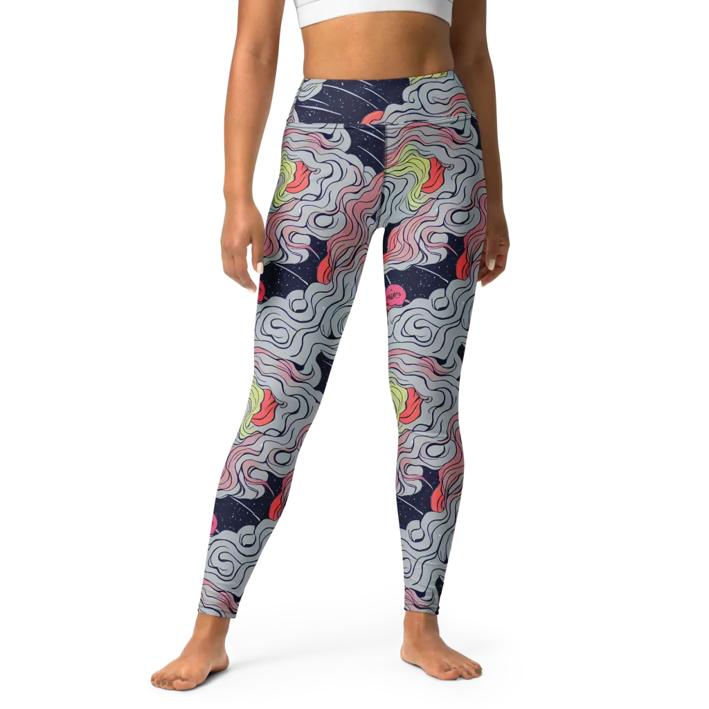 Stardust Drapery on Yoga Leggings — Front
