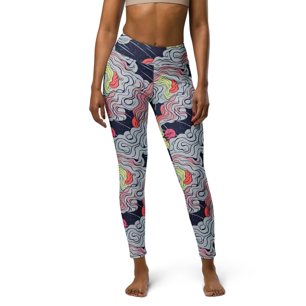 Stardust Drapery on Yoga Leggings — Front