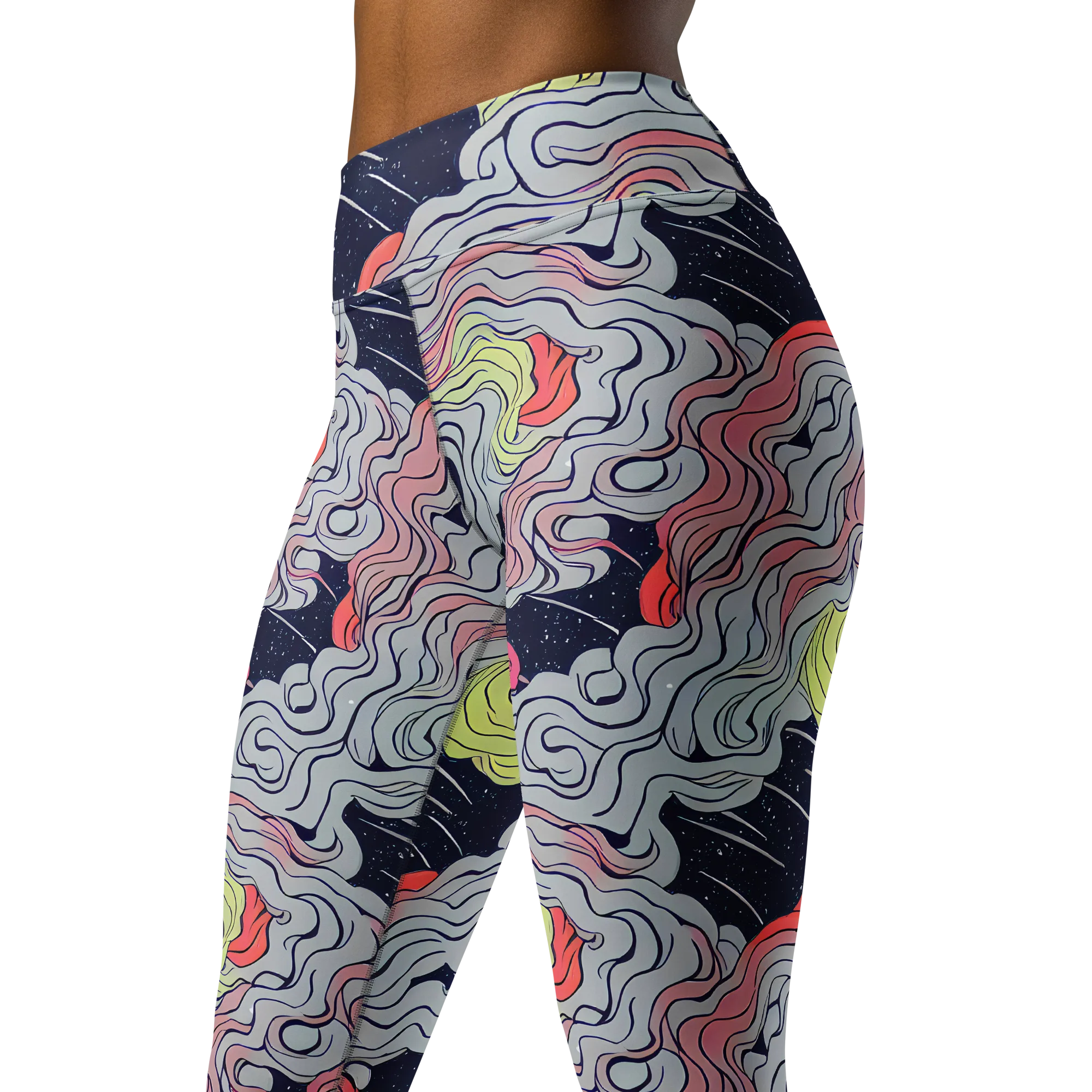 Stardust Drapery on Yoga Leggings — Left Front