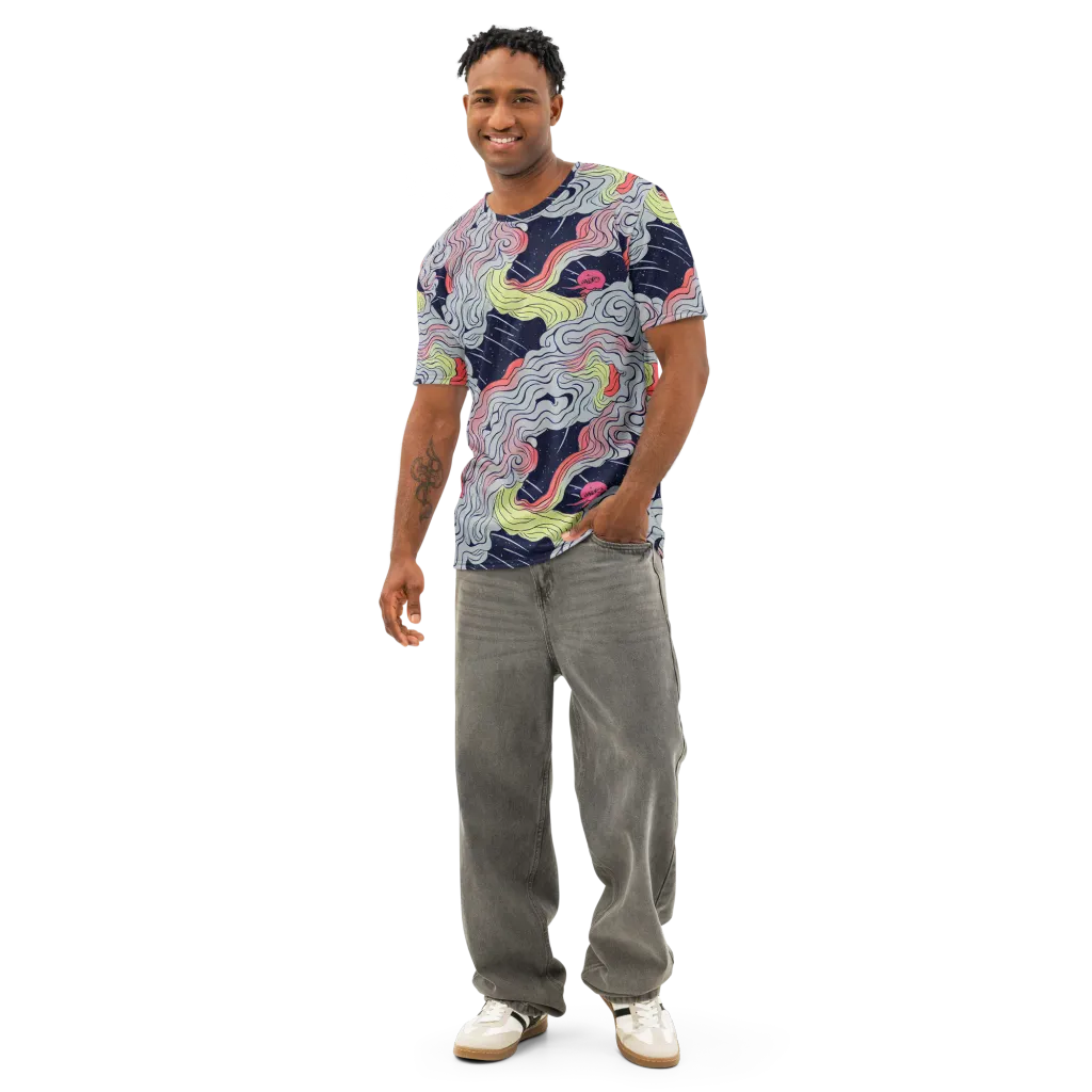 Stardust Drapery on Men's Cotton Crew Neck T-Shirt — Front