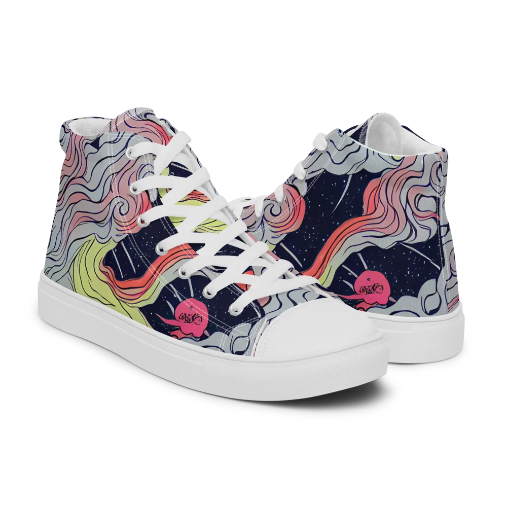 Stardust Drapery on Men's High Top Canvas Shoes — Right