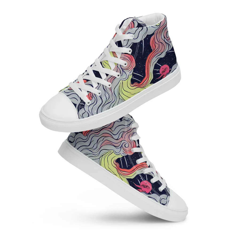Stardust Drapery on Men's High Top Canvas Shoes — Front