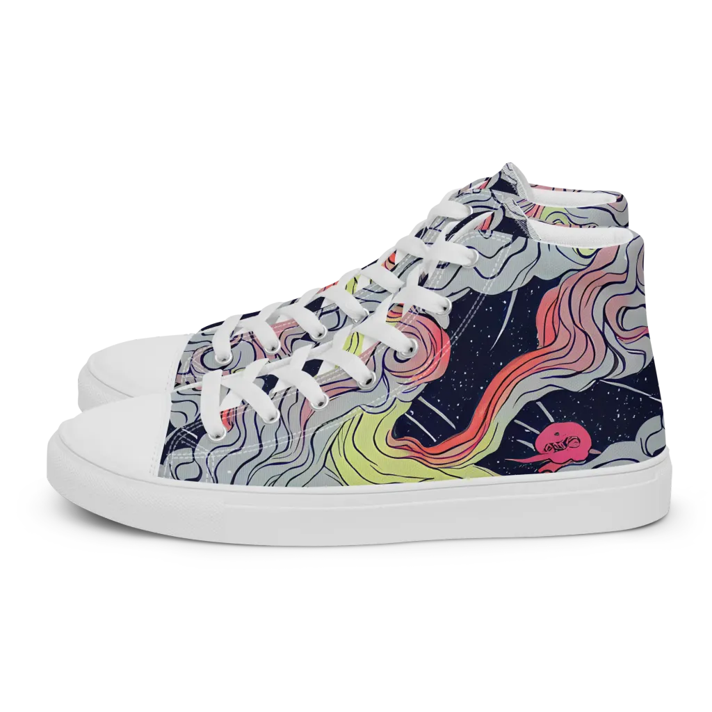 Stardust Drapery on Women's High Top Canvas Shoes — Left