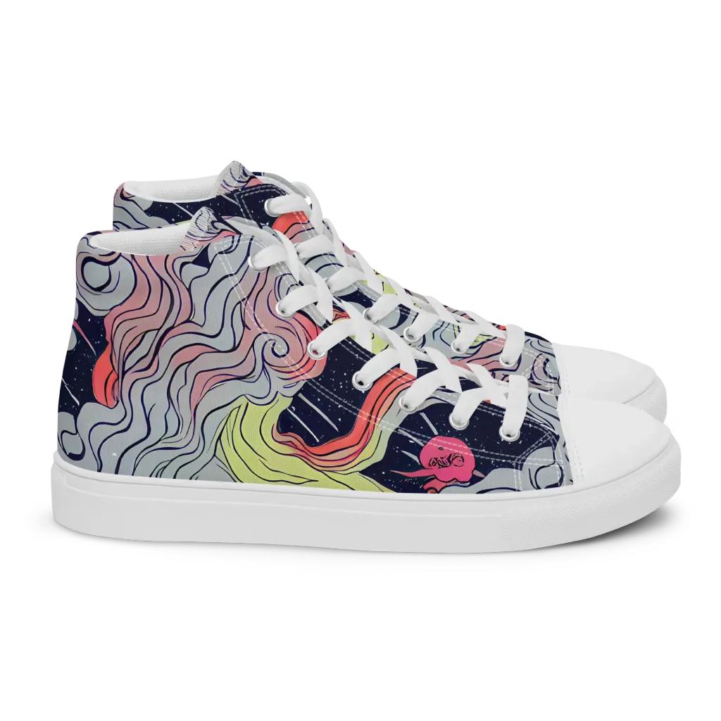 Stardust Drapery on Women's High Top Canvas Shoes — Right