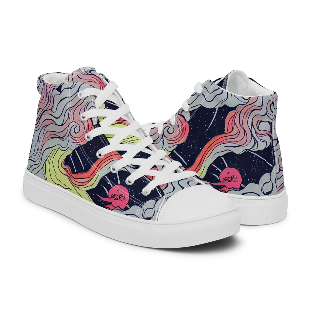Stardust Drapery on Women's High Top Canvas Shoes — Right