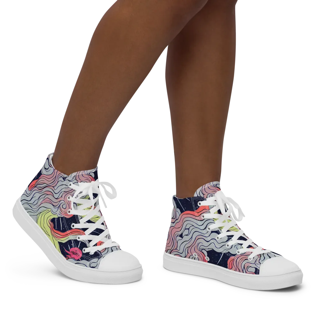 Stardust Drapery on Women's High Top Canvas Shoes — Right