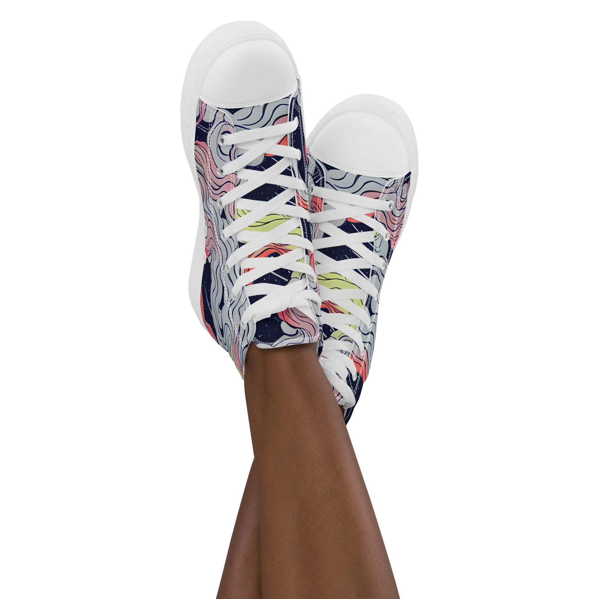 Stardust Drapery on Women's High Top Canvas Shoes — Front