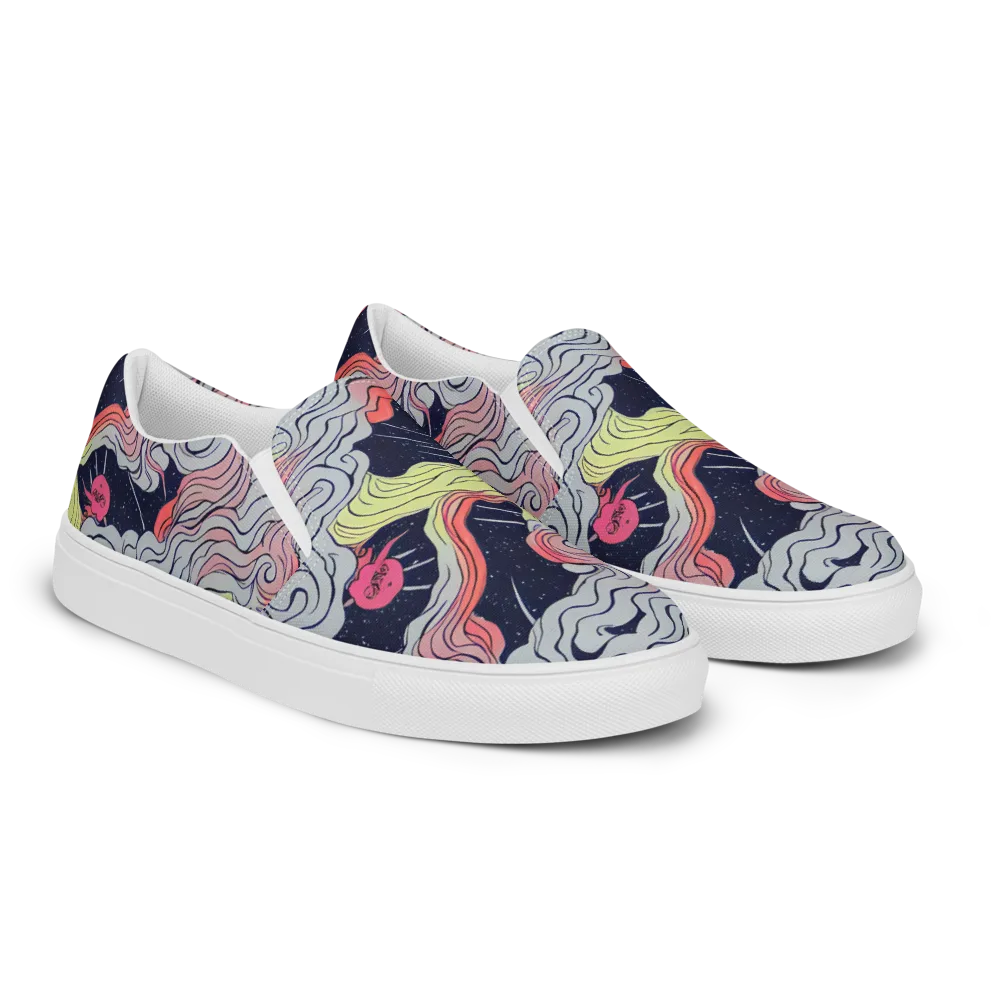 Stardust Drapery on Men's Slip-On Canvas Shoes — Right Front