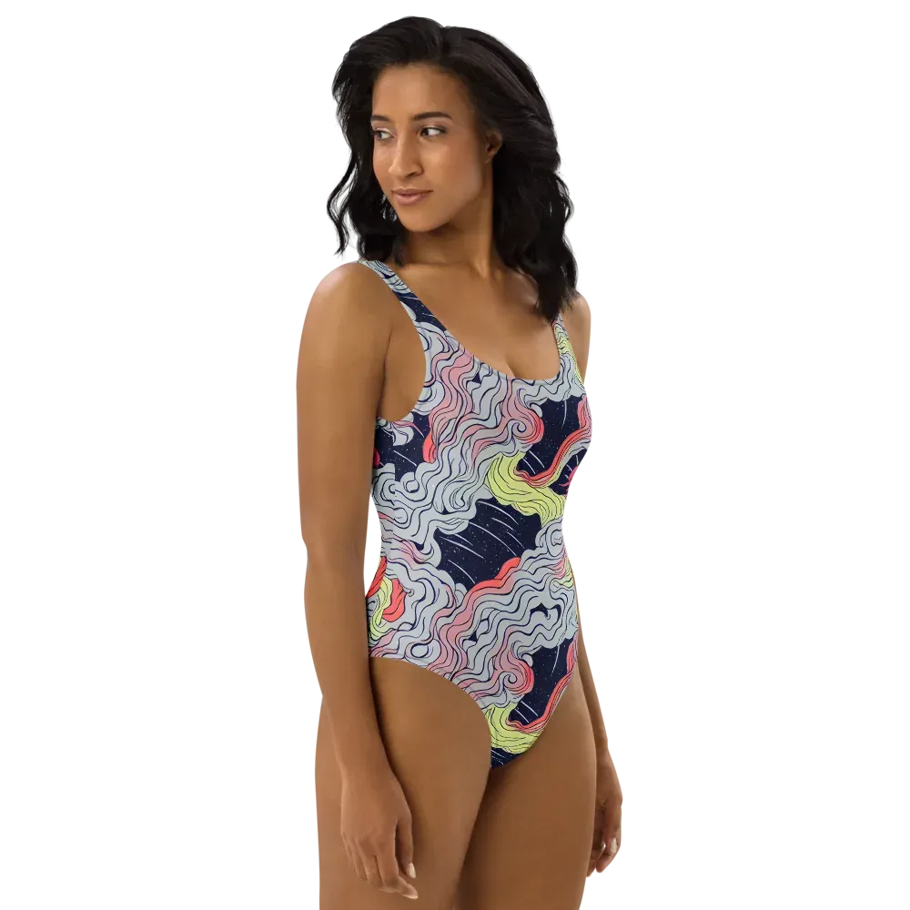 Stardust Drapery on One-Piece Swimsuit — Right