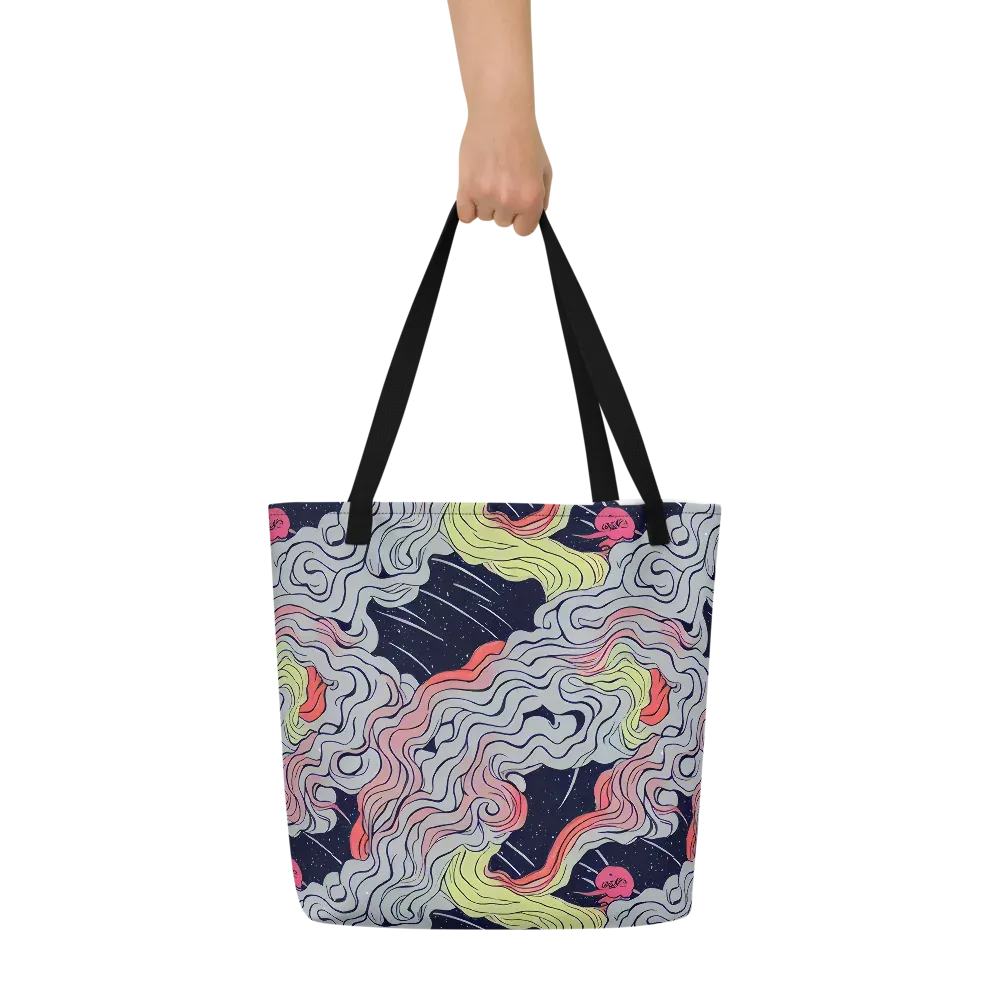 Stardust Drapery on Large Tote Bag W/ Pocket — Front
