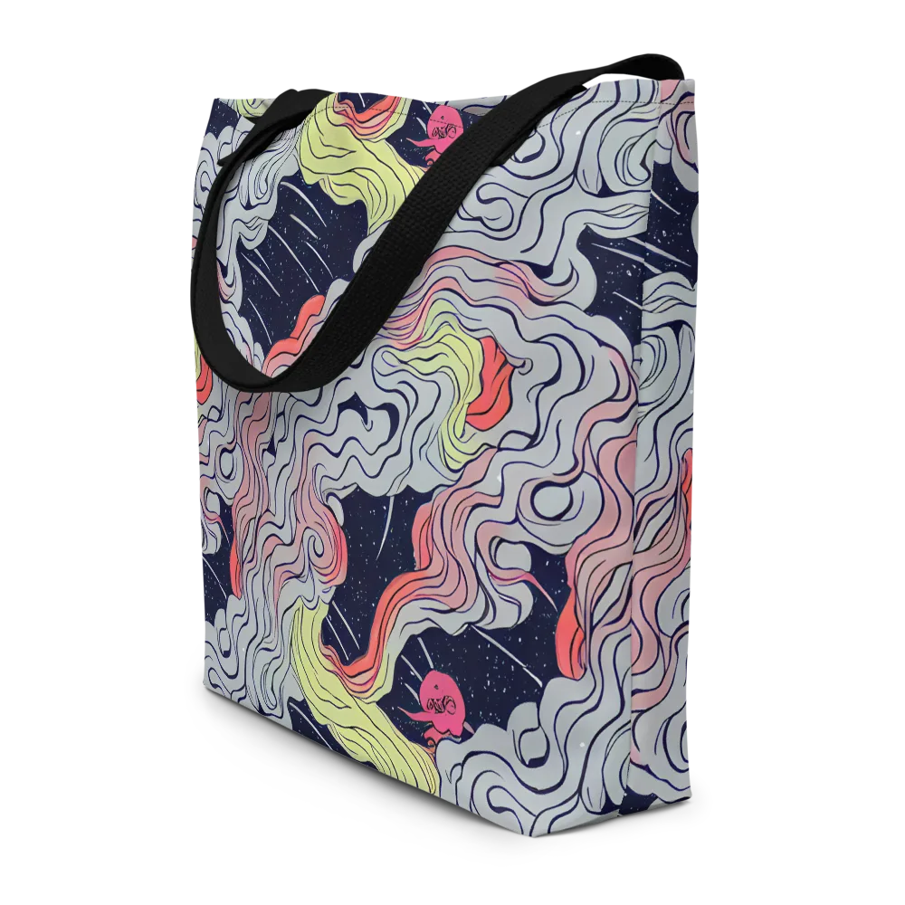 Stardust Drapery on Large Tote Bag W/ Pocket — Front