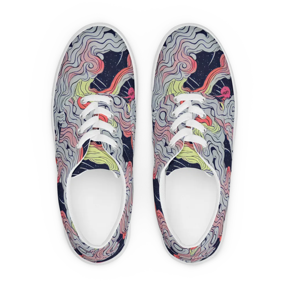 Stardust Drapery on Men's Lace-Up Canvas Shoes — Front