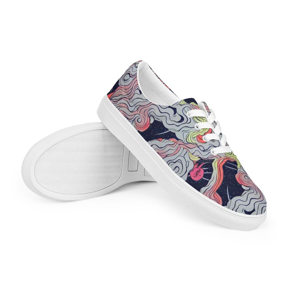 Stardust Drapery on Men's Lace-Up Canvas Shoes — Right Front