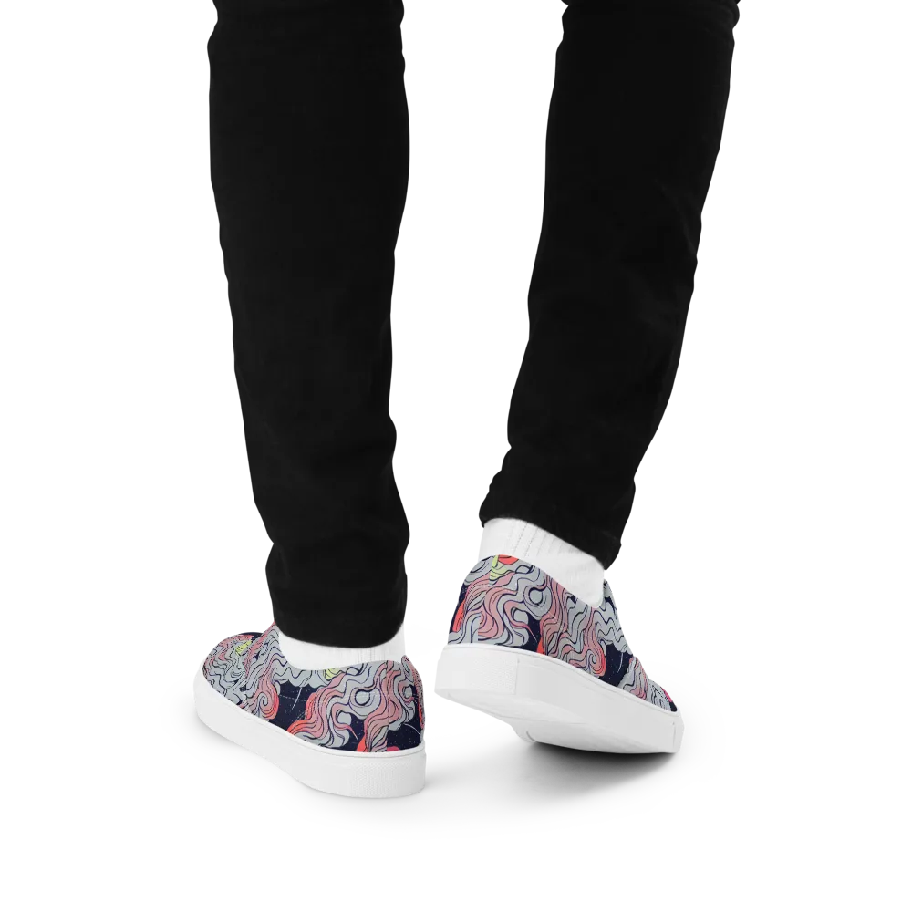 Stardust Drapery on Men's Lace-Up Canvas Shoes — Back