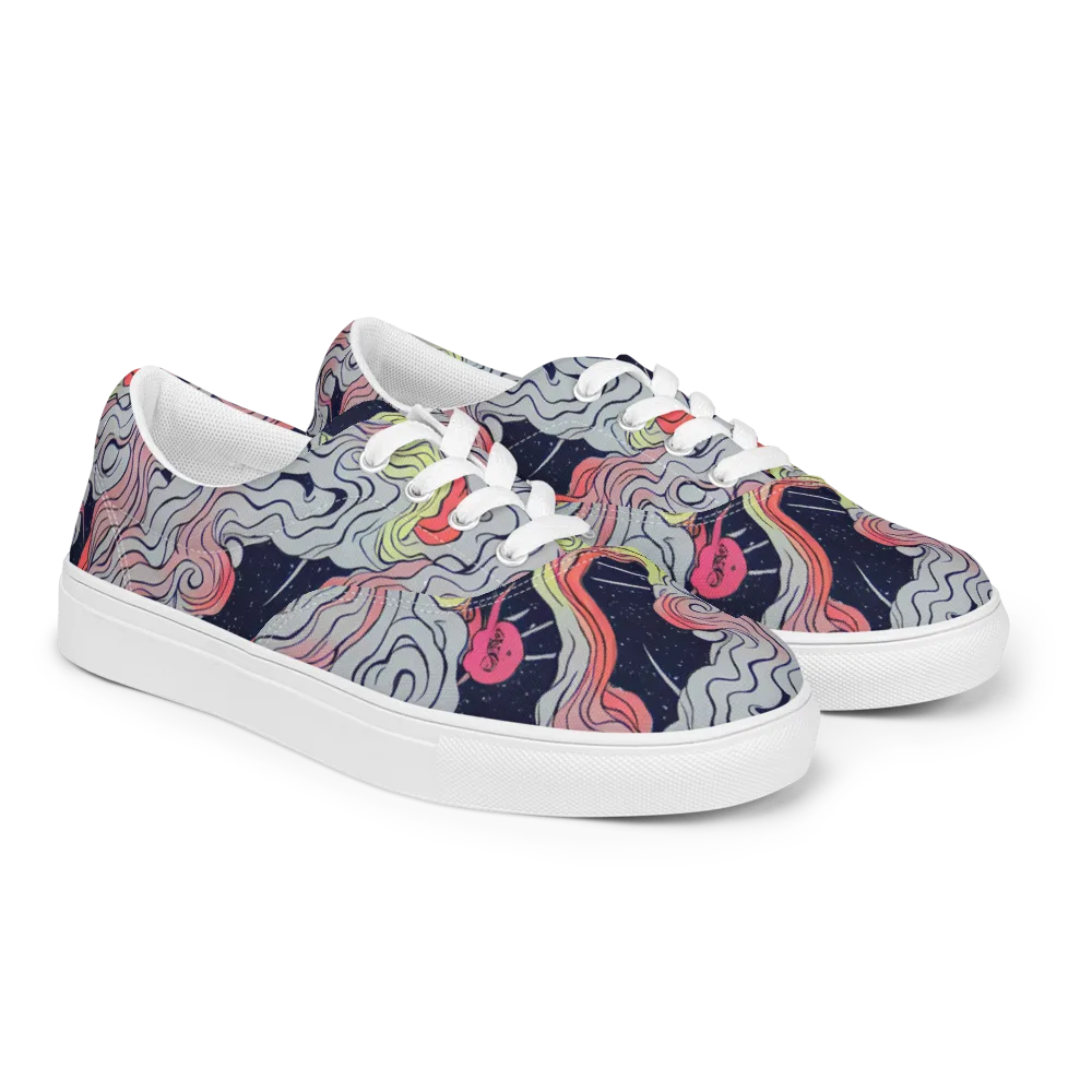 Stardust Drapery on Men's Lace-Up Canvas Shoes — Right Front