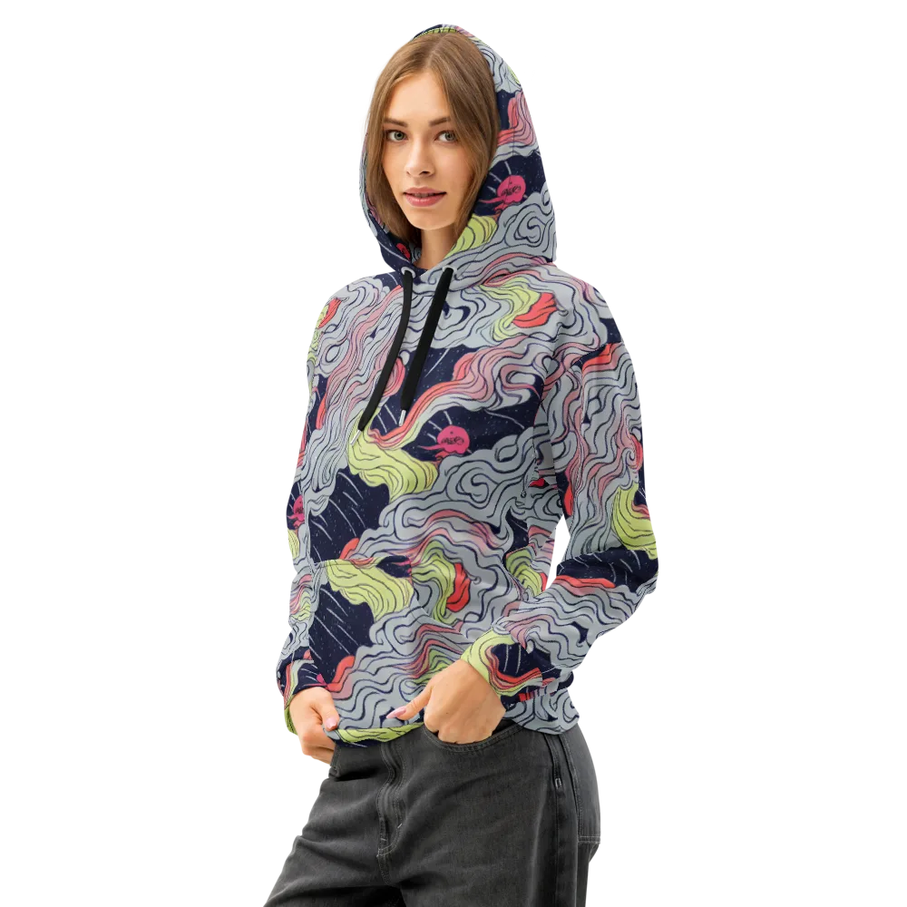 Stardust Drapery on Cotton Hoodie — Left Front