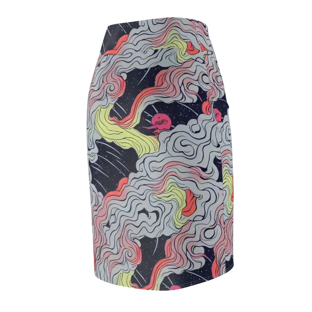 Stardust Drapery on Pencil Skirt — Back Side