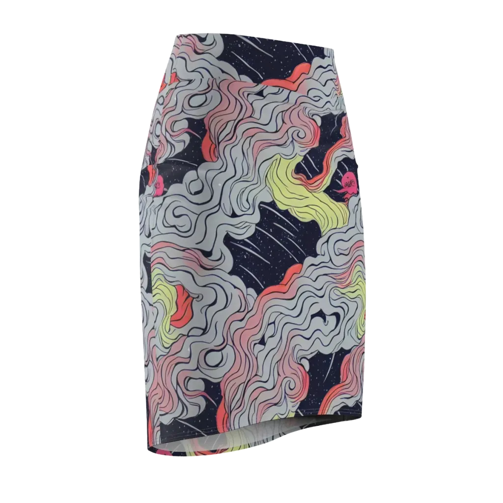 Stardust Drapery on Pencil Skirt — Front Side